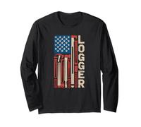 American Flag Lumberjack Professional Forestry Technician Long Sleeve T-Shirt