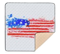 American Flag Made Watercolor Soft Foam Baby Playmat for Indoor Outdoor Non-Toxic Kicking Mat for Babies Infants Toddlers, 50'' x 50''