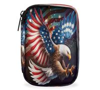 American Flag Memorial Independence Day Travel Pill Organizer Box Weekly Portable Pill Case Daily Pills 7 Day Small Birth Control Pills Container Removable Compartments for Medicine Vitamins Fish Oil