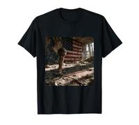 American Flag Microphone Ruin Patriotic Music Art T-Shirt