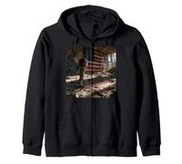 American Flag Microphone Ruin Patriotic Music Art Zip Hoodie