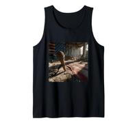 American Flag Microphone Ruins Grunge Patriotic Art Tank Top