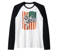 American Flag Motocross and Dirt Bike Raglan Baseball Tee