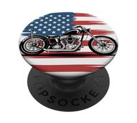 American Flag Motorcycle - Patriotic Biker Chopper USA PopSockets Adhesive PopGrip
