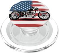 American Flag Motorcycle - Patriotic Biker Chopper USA PopSockets PopGrip for MagSafe