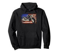 American Flag Motorcycle Patriotic Biker Design Pullover Hoodie