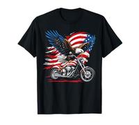 American Flag Motorcycle Wings Bald Eagle USA Flag Biker T-Shirt
