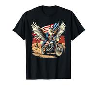 American Flag Motorcycle Wings USA Flag Biker Eagle Bald T-Shirt