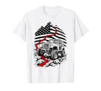 American Flag Mountain Peak 4x4 Off-Road Rock Crawler T-Shirt