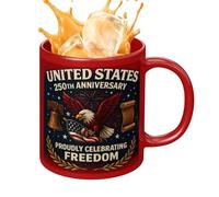 American Flag Mug, 250th Anniversary Keepsake Patriotic Mug, 1776-2026 Ceramic USA Flags Mug - As a Gift for Friends, Family, Dads, Moms, Grandparents, as well as Men and