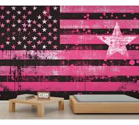 American Flag Mural Wallpaper Black Boys Wallpaper Bright Pink Wallpapers Graffiti Style Retro Wall Paper for Kids Bedroom Living Room Sofa TV Background Large Wall Mural Poster 350X256cm