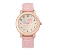 American Flag New York Womens Elegant Watch Analogue Quartz Watch Leather Band Wristwatch