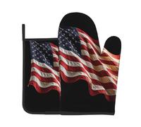 American Flag Oven Mitt and Pot Holder Set Heat Resistant