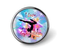 American Flag Painted Ink Gymnastics Round Brooch Pin Badge Lapel Tie Pin for Women Men Office Worker Teacher Decor