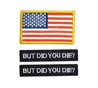 American Flag Patch(1pcs) and But Did You Die Patch (2pcs) Set, Embroidered Morale Tactical Patches,Hook Loop Fastener, Morale Emblems for Backpacks, Helmets & Tactical Gear(4.0 * 1.0 inch)