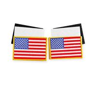 American Flag Patch Hook and Loop Set, 2 Gold Border Patches + 4 Loops | Embroidered USA Morale Patch, 3.5 x 2.5 in, No Ironing