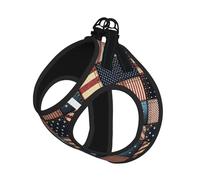 American Flag Patchwork Print Harness Leash Set For Cat Dog, Reflective Adjustable Escape-Proof Vest Lead With Soft Breathable Mesh, For Small Pets And Kitten Puppy