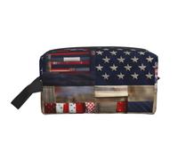 American Flag Patchwork Print Large Capacity Travel Toiletry Bag Unisex Daily Storage Portable Cosmetic Pouch