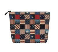 American Flag Patchwork Print Makeup Bag, Toiletry Organizer,One Pack for Multiple Daily Uses, Business Trip Companion
