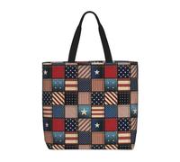 American Flag Patchwork Print Tote Bag Large Women Casual Shoulder Bag Handbag For Outdoors Holiday Weekender Travel Gifts