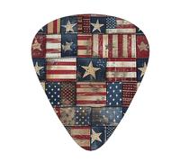 American Flag Patchwork Printed Guitar Picks 12-Piece Set - Comfortable, Versatile Plectrum for All Guitar Styles & Players