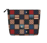 American Flag Patchwork Printed Make up Bag for Women Makeup Bags Zipper Travel Cosmetic Bags Pouch Organizer
