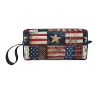 American Flag Patchwork Printed Travel Makeup Bag Portable Cosmetic Bag Makeup Case Toiletry Handbag Organiser for Women