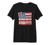 American Flag Patchwork Style Coquette Flowers Premium T-Shirt