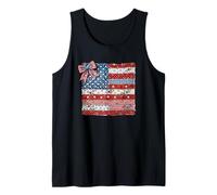 American Flag Patchwork Style Coquette Flowers Tank Top