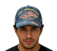 American Flag Patriotic Cap, Commemorative Caps 1776-2026, Adjustable Dad Cap, for Veterans Affairs Outdoor Sports 4th July Independence Day Camping Fishing Hiking, SY250157-4
