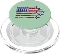 American Flag Patriotic Fighter Jet Airplane Flyover 4th PopSockets PopGrip for MagSafe