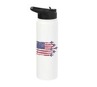 American Flag Patriotic Fighter Jet Airplane Flyover 4th Stainless Steel Insulated Water Bottle