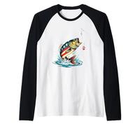American Flag Patriotic Fishing 4th of July US Flag Raglan Baseball Tee