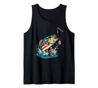 American Flag Patriotic Fishing 4th of July US Flag Tank Top