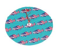 American Flag Patriotic Fishing Printing Christmas Tree Skirt Xmas Mat Soft Plush Texture For Home Party Holiday Festive Ornaments