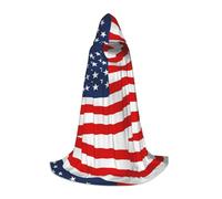 American Flag Patriotic Hooded Cape For Teenagers, Unisex Cloak Robe Hooded Halloween Costume Satin Witches Vampire Cloak Fancy Dress Up Children