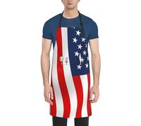 American Flag Patriotic Print Kitchen Apron With Pockets Versatile Adjustable Chef Bbq Grilling Smock For Adults