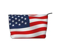 American Flag Patriotic Printed Make up Bag for Women Corduroy Makeup Bags Zipper Travel Cosmetic Bags Pouch Organizer