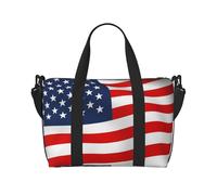 American Flag Patriotic Printed Travel Duffel Bag for Women Men - Weekend Overnight Bags with Adjustable Shoulder Strap and Handle