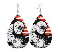 American Flag Patriotic Sparks Fly When Welding Design Dangle Earrings Printed Earrings Fashion Hanging For Beach Women