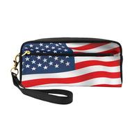 American Flag Patriotic Women Cosmetic Bag Travel with Two Pockets for Daily Beauty Essentials Accessories Organizer