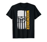 American Flag Patriotic Woodworker Vintage Woodworking T-Shirt