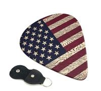 American Flag Pattern 6 Pack Guitar Picks With Holder, Personalized Guitar Plectrums Non-Slip Portable Ukulele Bass Picks 0.96mm For Acoustic Guitar Lovers Gifts