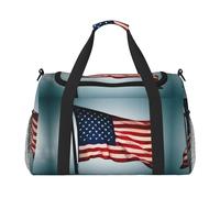 American Flag pattern Hand Travel Bag - Large Reusable Shopping Tote Bag, Perfect for Outdoor Activities, Sports, Camping & Groceries, Black, One Size