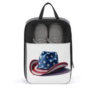 American Flag Pattern Patriotic Cowhat Shoe Bag for Travel Daily Use Anti-dust Storage Carrier Golf Shoe Pouch