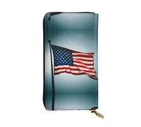 American Flag pattern Print Leather Long Clutch Wallet – Fashionable Personalized Wallet, Multiple Card Slots, Gift Ready, Black, One Size