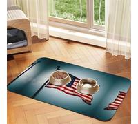 American Flag pattern print Pet Food Mat Absorbent Non-Slip PU Leather Feeding Mat for Dogs Cats Pet Bowl Placemat