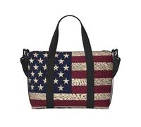 American Flag Pattern Water-Resistant Crossbody Travel Bag, Large Carry-On with Adjustable Strap, Multi-Compartment Weekender for Gym, Travel, Outdoor