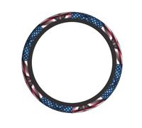 American Flag Patterned Anti-Slip Steering Wheel Cover - 15-inch Universal Size, Improves Driving Comfort and Safety.
