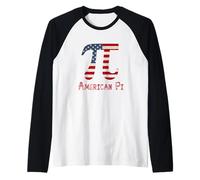 American Flag Pi Pi Day Distressed Raglan Baseball Tee